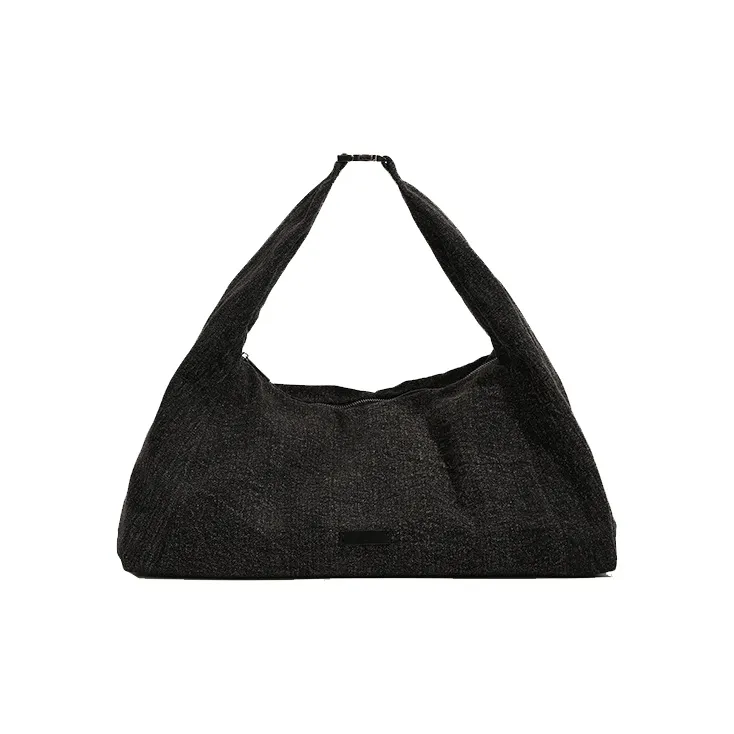 Bullrun Canvas Shoulder Bag Large Size Women's Black-0