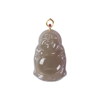 Execute The Blessing Hetian Jade Pendants Smoky Purple Unisex