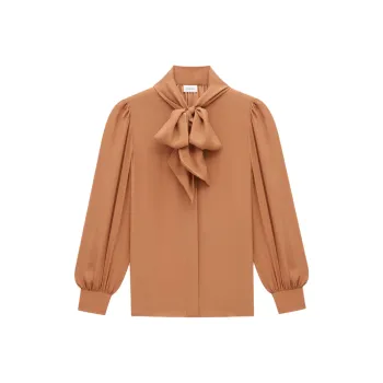 SAINT LAURENT Pussy Bow Long Sleeved Blouse