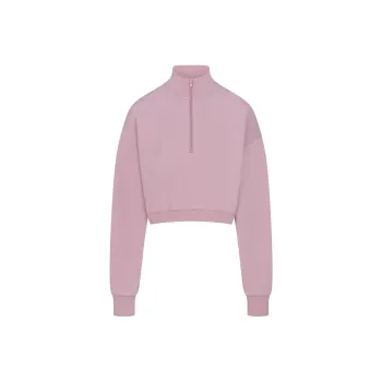 SKIMS FW24 COTTON FLEECE CROPPED HALF ZIP PULLOVER Sweatshirt Women's DUSK/Nightfall Color