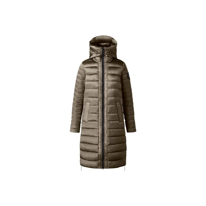 Canada Goose Roxboro Series Solid Color Hooded Mid-Length Down Jacket Women's Khaki-0