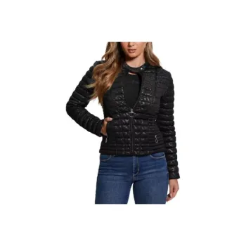 GUESS Vona Quilted Logo Jacket Jackets Coats Women's Black