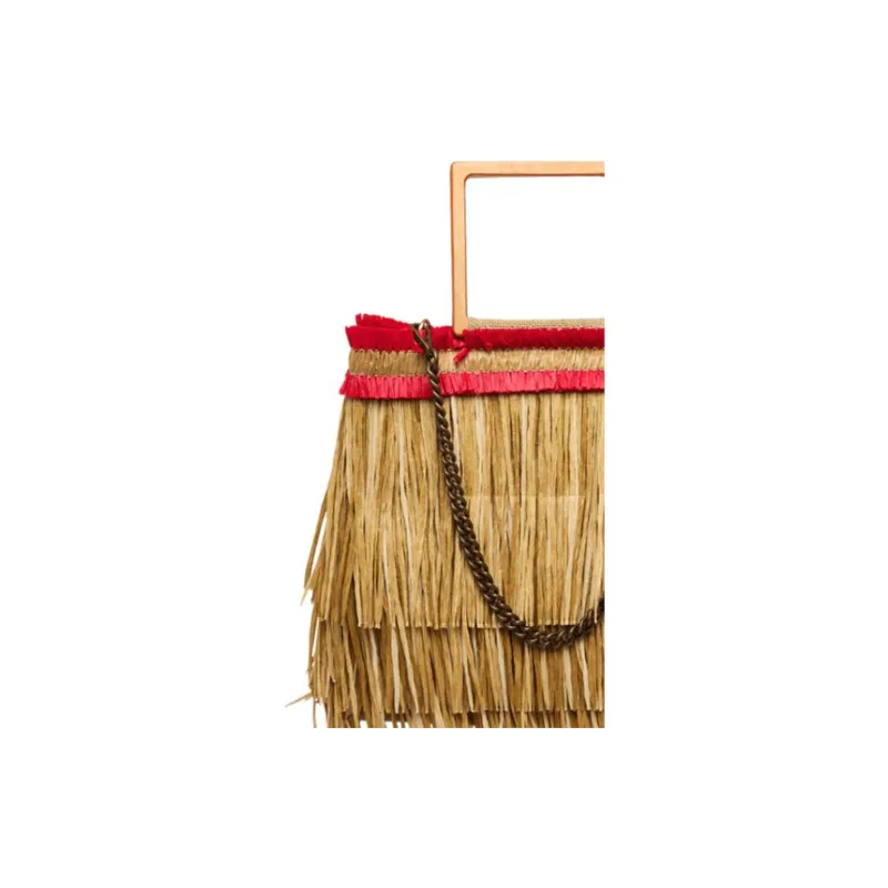 La Milanesa Raffia Handbag, Shoulder Bag Medium Size Women's Beige-3
