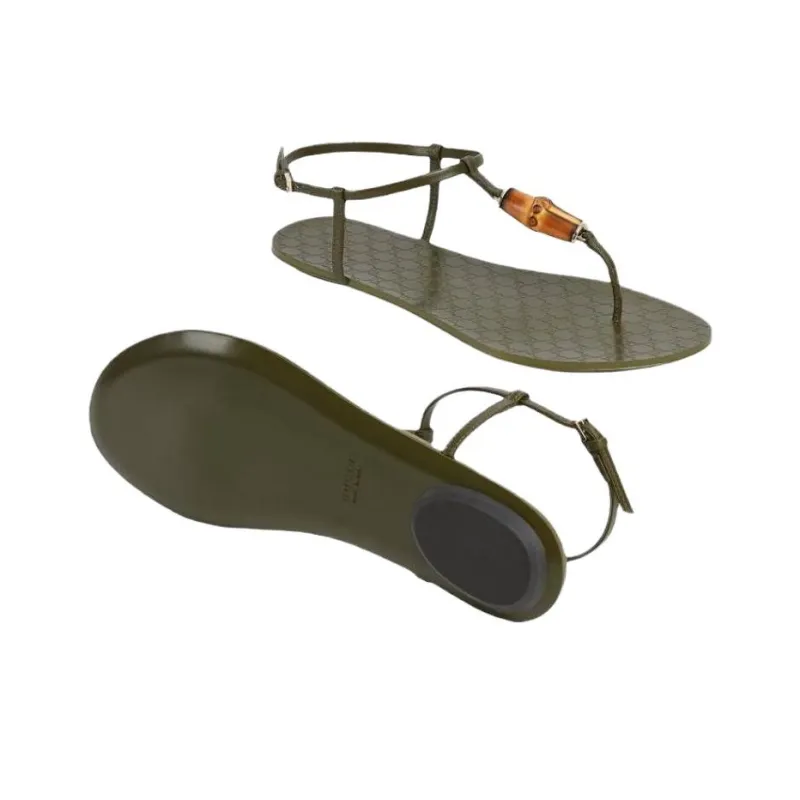 GUCCI One Strap Sandals Women's Dark Green-5