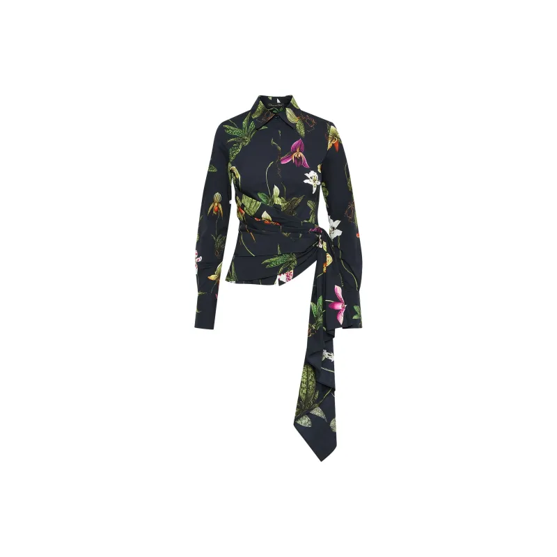 Oscar De La Renta Orchid Cotton Poplin Blouse-0