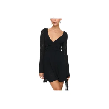 PRINCESS POLLY NAUTIA LONG SLEEVE ROMPER Bodysuits Women's BLACK/Black