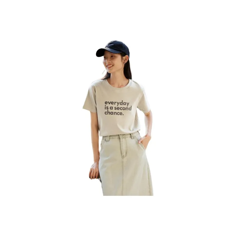 WHITEALLUSION T Shirt Women's Milk Tea-0