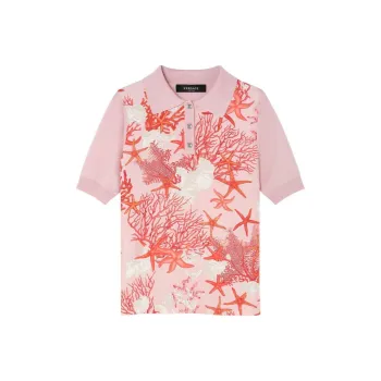 VERSACE Barocco Sea Short Sleeved Knitted Polo Shirt