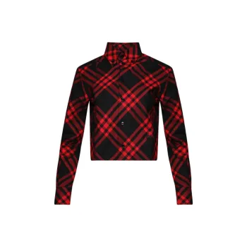 Burberry Plaid Long Sleeve Shirt 'Cranberry'