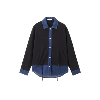 UNIQLO Shirt Women's Denim Blue Spelled Black