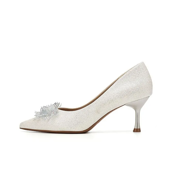 DAPHNE High Heels Women's Champagne, Silver-3