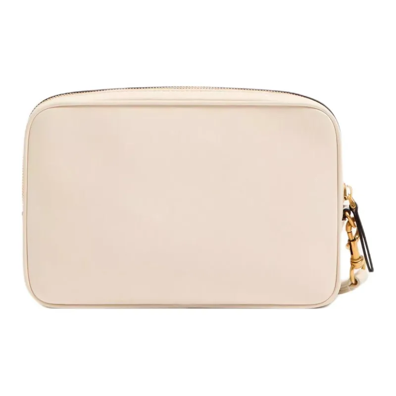 Valentino Nappa Leather Handbag Clutch Women's Cream White & Black-3