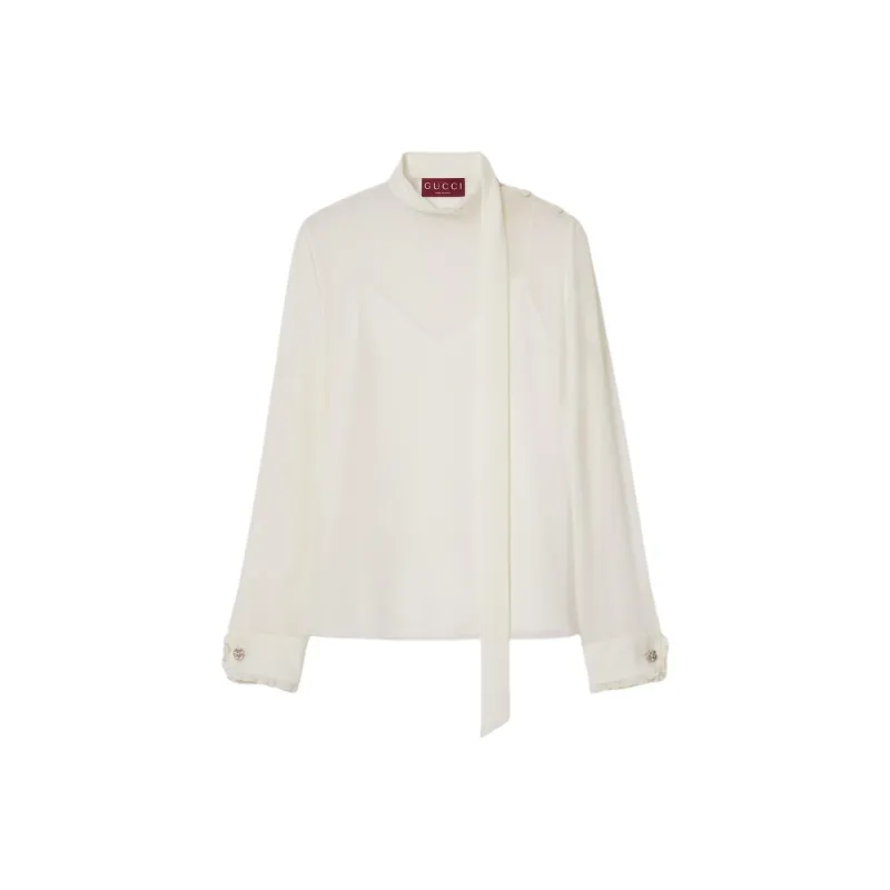 GUCCI Gg Georgette Tie Detailed Top-0