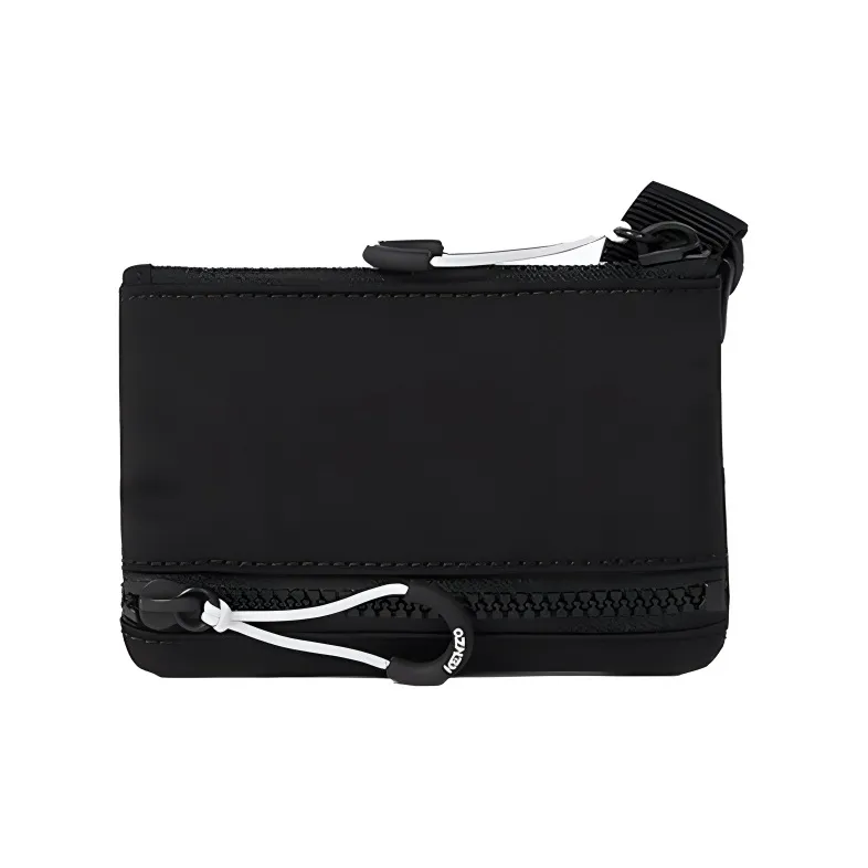 KENZO Letter Logo Fabric Coin Purse, Clutch Trumpets Unisex Black-1