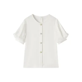 EICHITOO Chiffon Shirts Women's Raw White