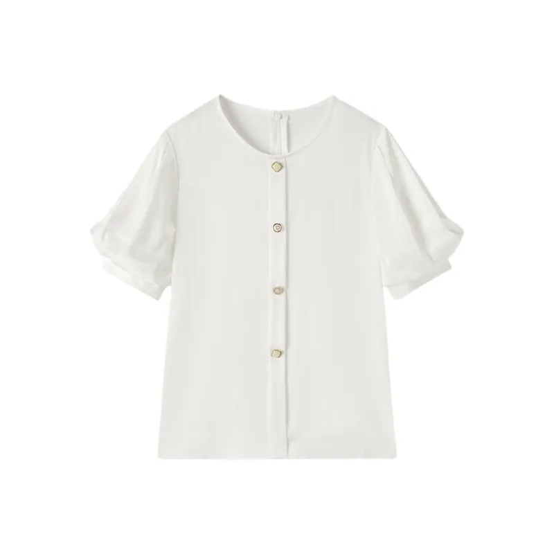 EICHITOO Chiffon Shirts Women's Raw White-0