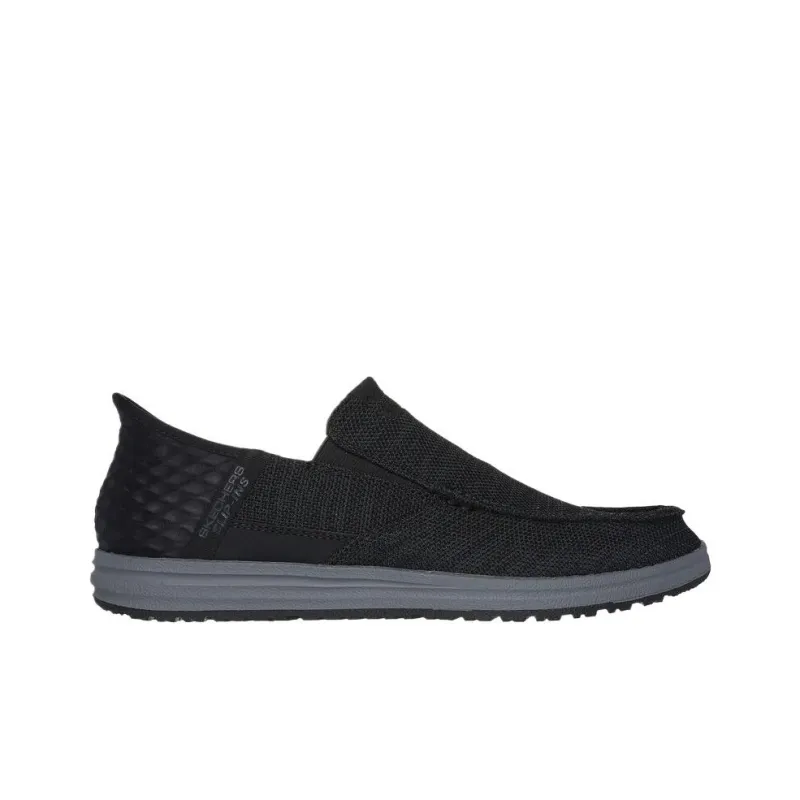 Skechers Melson Breathable Moisture Wicking Coverage Low Top Casual Shoes Men's Black-1