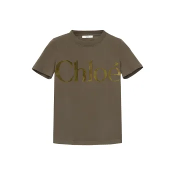 Chloé Velvet Logo Crewneck T Shirt