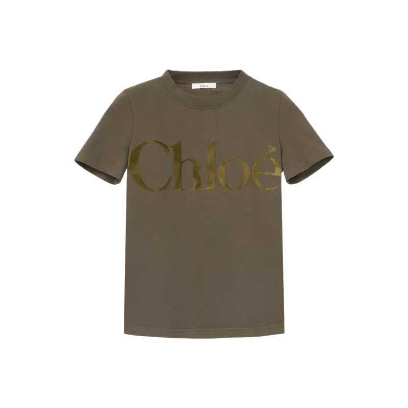 Chloé Velvet Logo Crewneck T Shirt-0