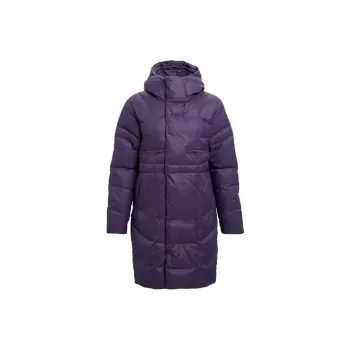 Under Armour Solid Color Hooded Fitted Moderate Mid Length Gray Duck Down Down Jacket Women's Purple