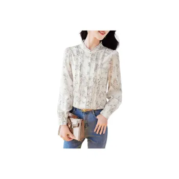 Yi Mengyuan Shirt Women's White Hua Purple Shadow