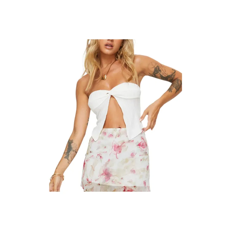 PRINCESS POLLY MANI TOP Strapless Top Women's White/White-0