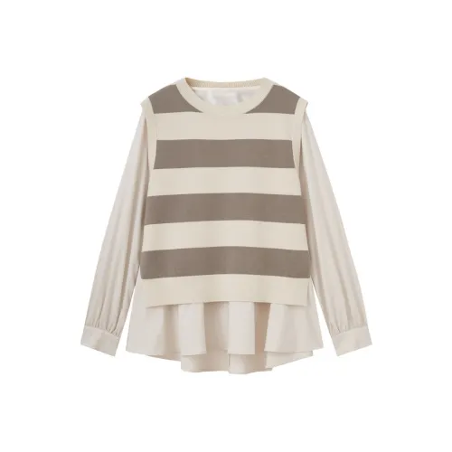 SHUIYUNJIAN Knitwear Women's Light Khaki Stripe