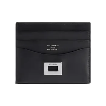 Balenciaga Rodeo Cow Leather Card Holder Unisex Black