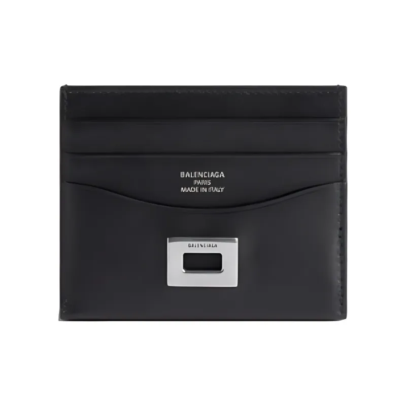 Balenciaga Rodeo Cow Leather Card Holder Unisex Black-0