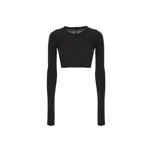RICK OWENS Long Sleeve Crop Tee Black