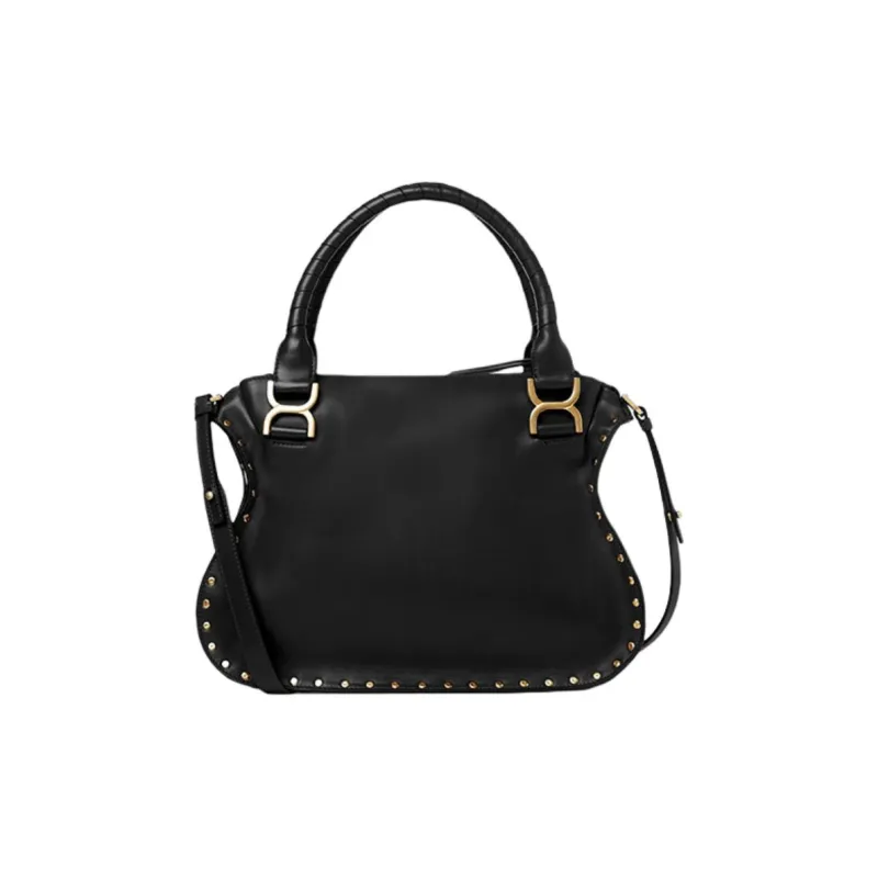 Chloe Marcie Smooth Calf Leather Shoulder Bag Crossbody Bag Handbag Medium Size Women's Black-1
