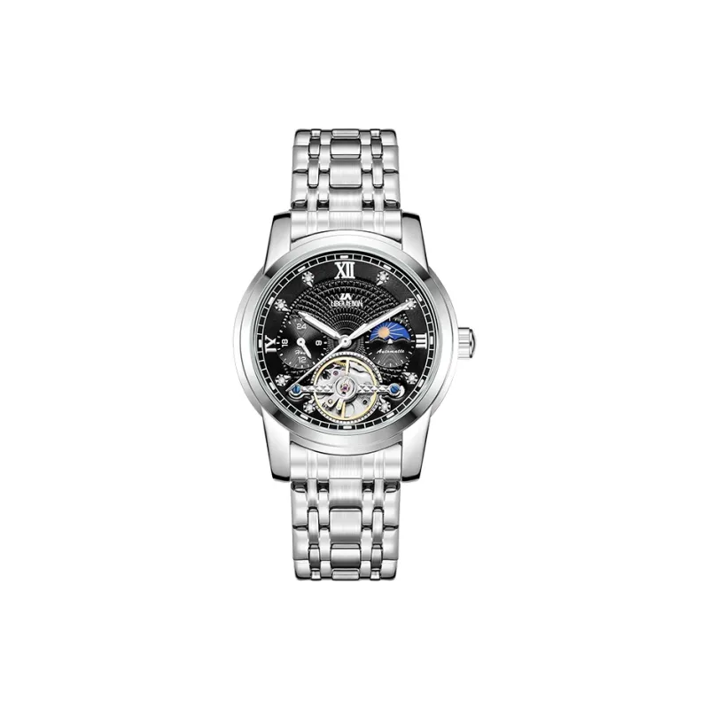 LIBER AEDON Mechanical Movement Stainless Steel Strap Silver Dial Men's Watches-8