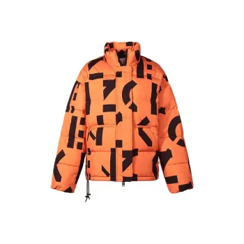 KENZO Letter Stand Collar Down Jacket Women's Dark Orange