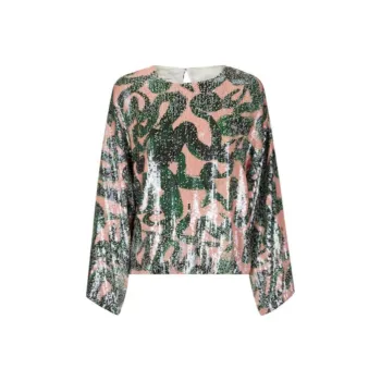 DRIES VAN NOTEN Squinned Jacquard Crewneck Blouse