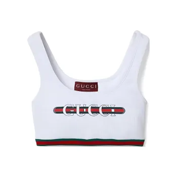 GUCCI Web Detailed Ribbed Crop Top