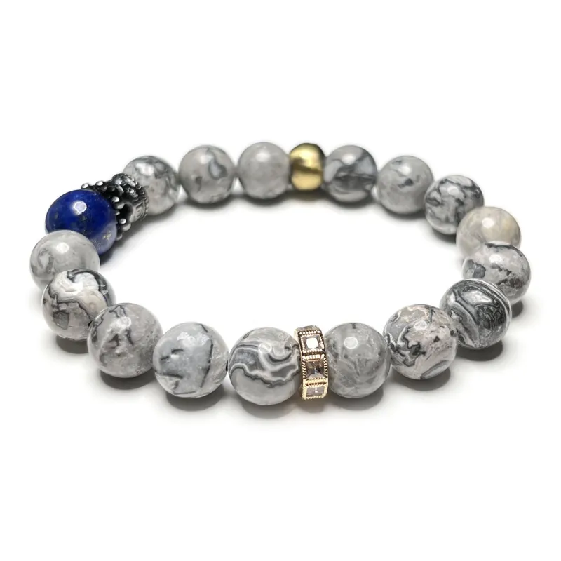 CUIJING Natural Map Stone Bracelets Unisex-1