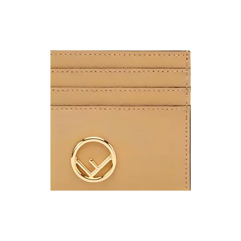 FENDI F Is Fendi Calfskin Card Holder, Wallet Women's Light Umber-3