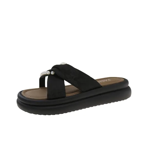 AJPAP Slide Slippers Women's Black/Ecru/Green