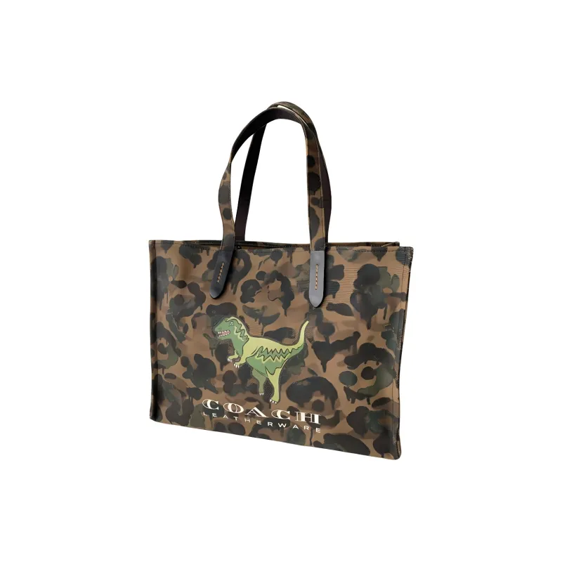 COACH Recycled Tote Canvas Bag Shopping Bag Tote Crossbody Bag Handbag Women's Colorful Army Green-1
