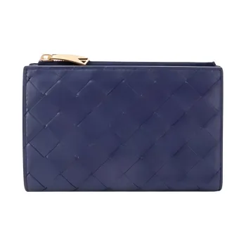 Bottega Veneta Leather Wallet Medium Size Women's Marine Blue