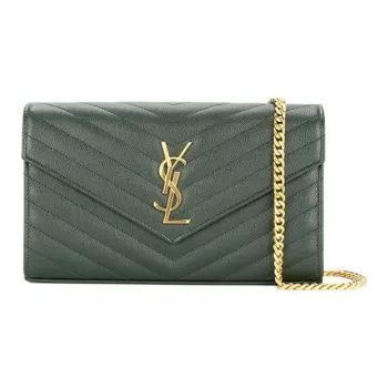 SAINT LAURENT Quilting Grain Embossed Cow Leather Chain Wallet, Shoulder Bag, Crossbody Bag Women's Jasper