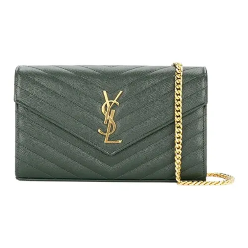 SAINT LAURENT Quilting Grain Embossed Cow Leather Chain Wallet, Shoulder Bag, Crossbody Bag Women's Jasper