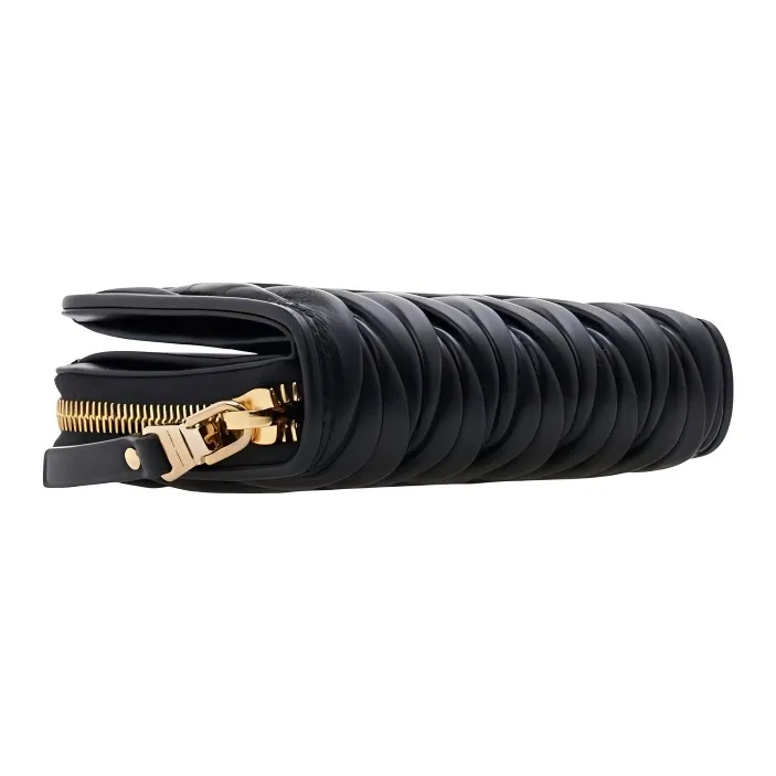 MIU MIU Leather Card Holder Wallet Regular Women's Black-3