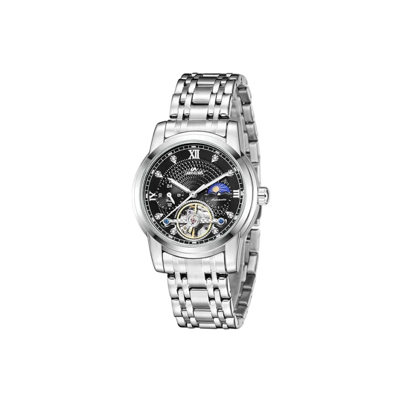 LIBER AEDON Mechanical Movement Stainless Steel Strap Silver Dial Men's Watches-9