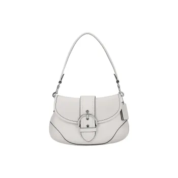COACH Soho Cow Leather Hobo Bag, One Shoulder Handbag Medium Size Women's Pink White