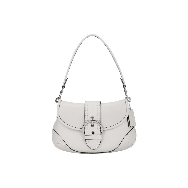 COACH Soho Cow Leather Hobo Bag, One Shoulder Handbag Medium Size Women's Pink White-0