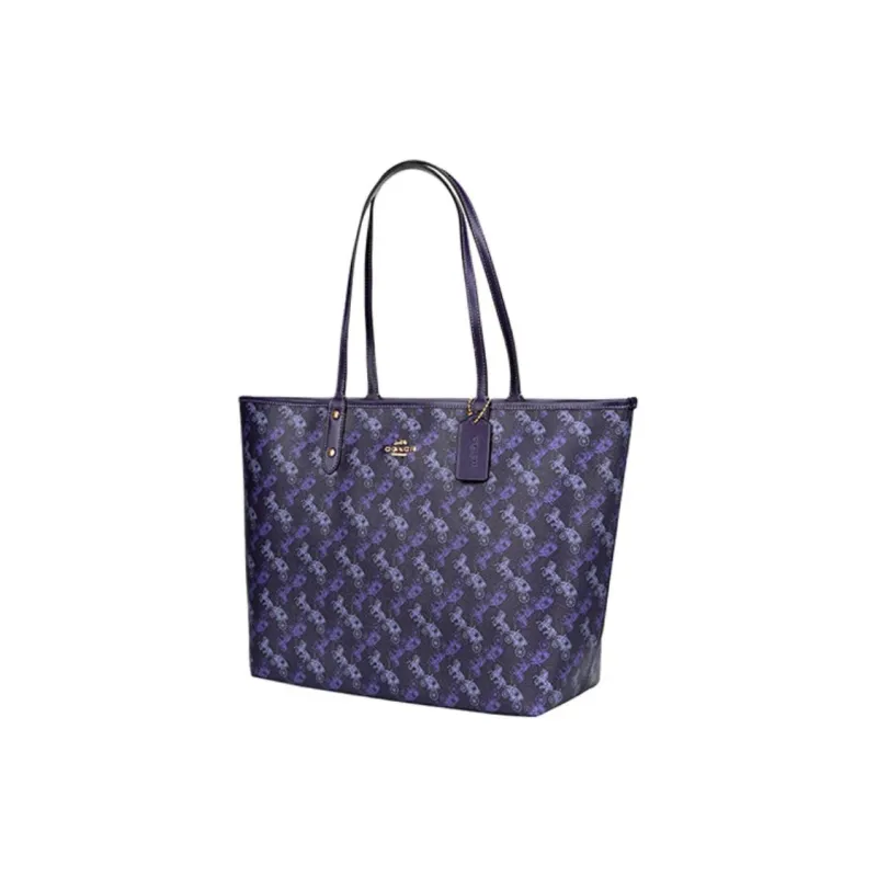 COACH City Leather Tote Bag, Shopping Bag, Handbag, Shoulder Bag Large Size Women's Purple-1