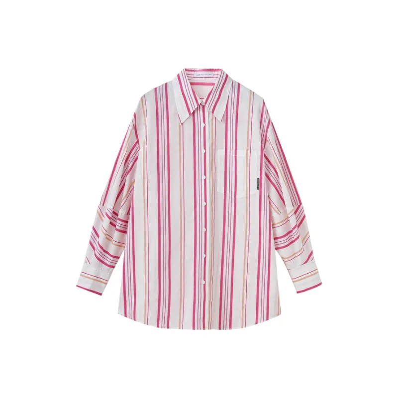 SHUIYUNJIAN Shirt Women's Rose Red Stripes-0