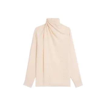 CELINE Draped Neck Blouse With Rhinestones In Lightweight Sablé