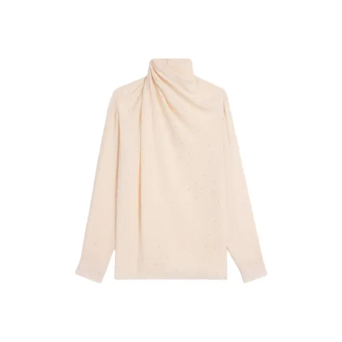 CELINE Draped Neck Blouse With Rhinestones In Lightweight Sablé